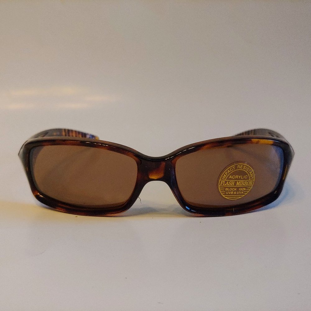 NWT True Vintage 90's Plastic Rectangle Sport Wrap tortoise frame Sunglasses